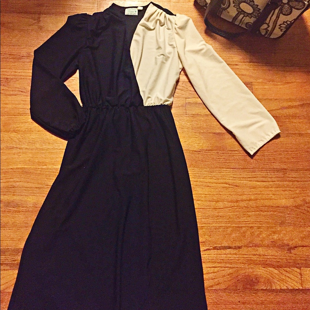 Vintage Color Block Sleeves Dress